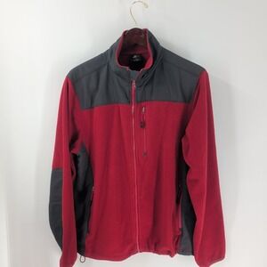 VTG 90s Starter Colorblock Fleece Zipped Pocket Full Zip Jacket Red Black Size M